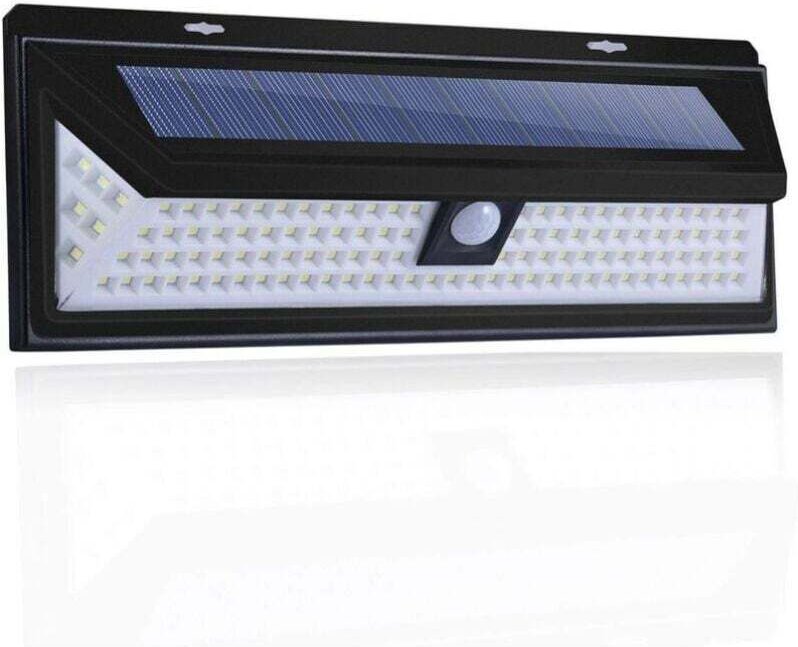 Solar-Wandleuchte im Angebot – 118 LEDs, 1000 Lumen, PIR-Bewegungsmelder, IP65 wasserdicht, für den Außenbereich