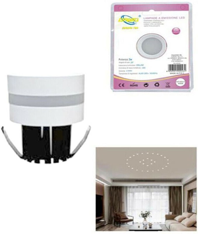 Mini-Led-Spot, 3 W, Rund, Deckeneinbau, Feder, 4 Cm, Led, Kaltweiß, 6000 K