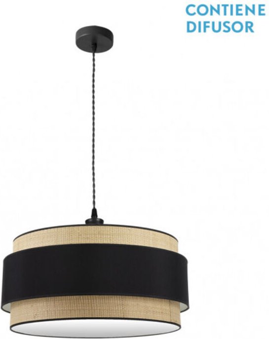 FABRILAMP Natürliche/schwarze Pendelleuchte 3 Leuchten Modell Kandy