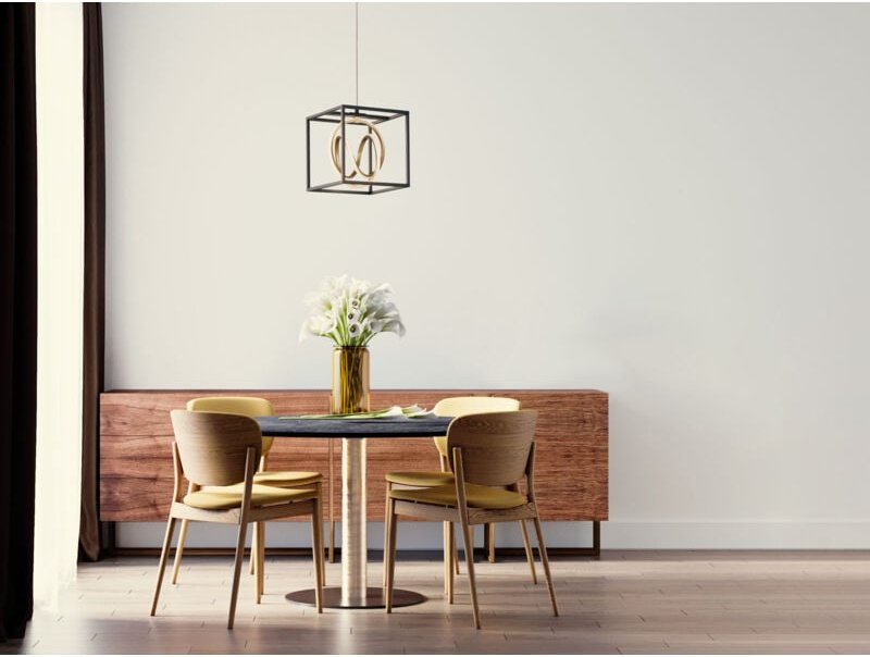 Fischer&honsel - led Pendelleuchte gisi Schwarz Gold dimmbar & Tageslicht, Breite 25cm