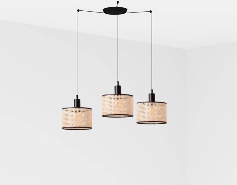 Mambo Hängelampe schwarz/rattan ø210 3L 64314-47-3L