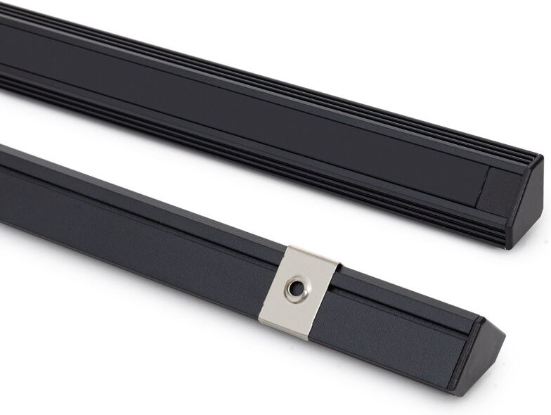Ledkia - Aluminiumprofil Ecke 2m für led Streifen bis 11 mm Schwarz 2 m Schwarz transluzent