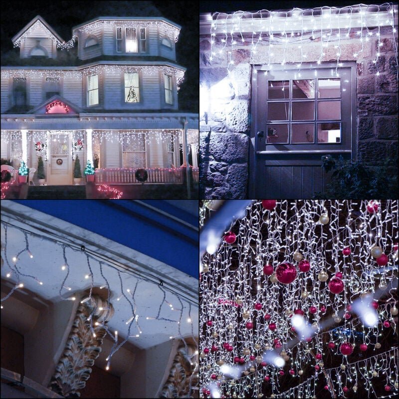 Swanew led Eisregen Lichterkette Kaltweiß 600 LEDs 20m Weihnachten Lichtervorhang Beleuchtung Lichterkette Weihnachtsbau...