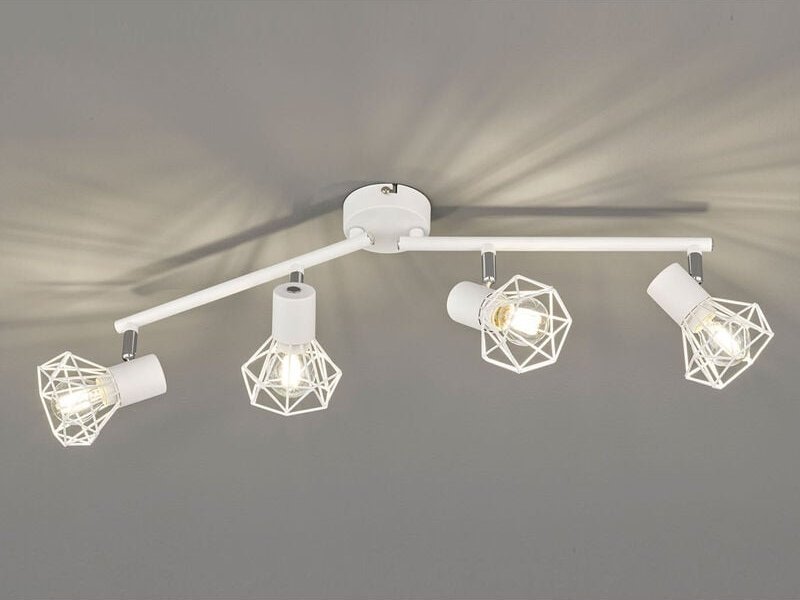 Meinewunschleuchte - led Deckenstrahler Weiß 4-flammig, Gitterlampe schwenkbar, Breite 60cm