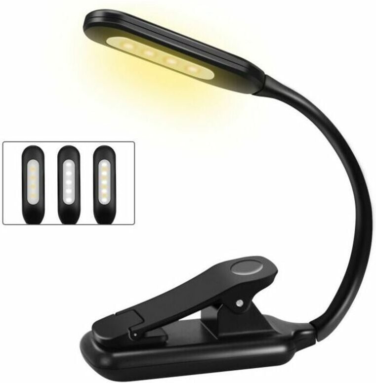 Leselicht, wiederaufladbare Leselampe Clip 9 LED, 3 Helligkeitsmodi (Kalt- & Warmweiß), 360° flexibler Hals, Leselampe z...
