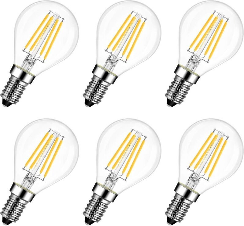 Kcvv - 6er-Pack E14 6W 2700K LED-Lampen - ersetzt 60W, rustikaler Lampen-Glühfaden-Stil (Warmweiß)