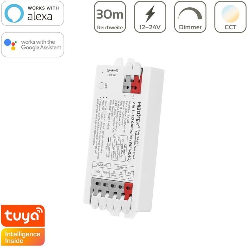 Mi Light - LED-Streifen-Controller 2 in 1- Monochrom - cct - 12/24V dc -