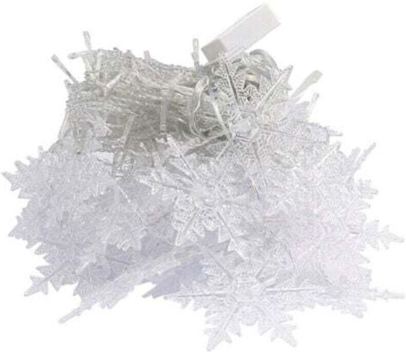 LED-Lichterkette in Schneeflockenform, 3,5 m lang, 96 LEDs, 8 Leuchtmodi, Weihnachtsdekoration für Gartenpartys