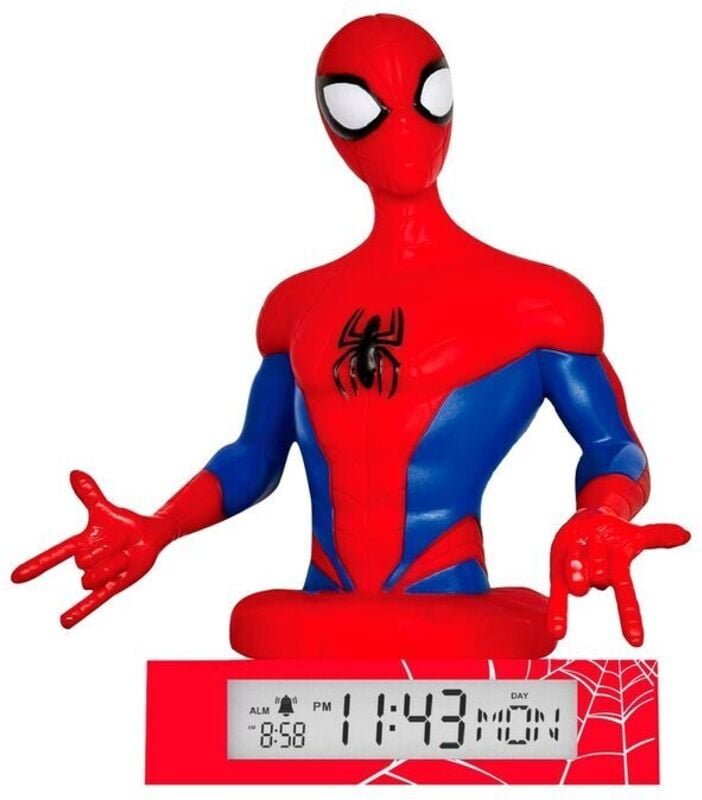 Kids Licensing LAMPARA 3D MIT ALARM UND DATUM SPIDERMAN (4x1)