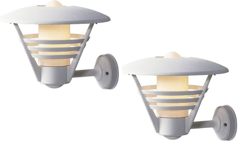 Konstsmide - 2er Set Außenwandleuchte, Laterne gemini weiß / Opalglas, Hausbeleuchtung modern