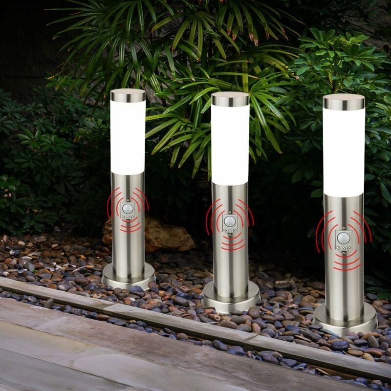 Led Wegeleuchte Stehlampe Gartenleuchte Edelstahl Außenleuchte mit Bewegungsmelder, silber, 9W 810lm warmweiß, DxH 12,7x...