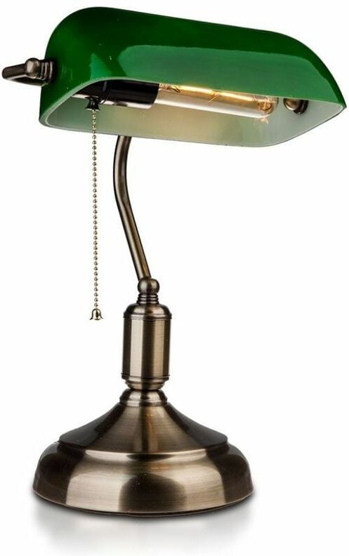 Vintage led Metall Tischlampe mit E27 Fassung 90° schwenkbarer Glasdiffusor Grün