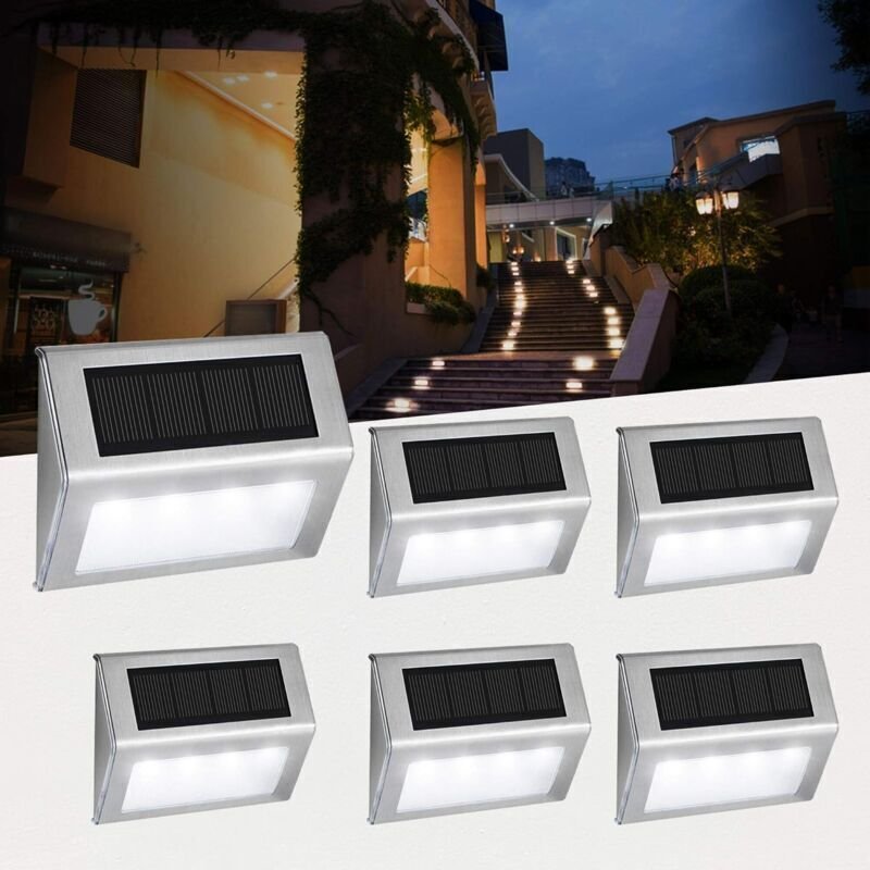 Solar-Gartenleuchten, 4 LEDs, Treppenbeleuchtung, Außenwandleuchten, Wegeleuchten mit Lichtsensor, wasserdicht für Außen...