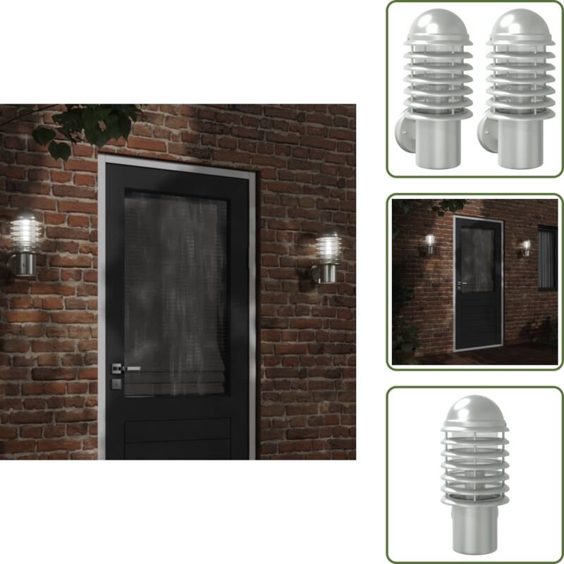 Außenwandleuchten 2 Stk. Silbern Edelstahl - Gartenleuchte - Außenleuchte - Wandleuchte - LED-Leuchte - Edelstahlleuchte