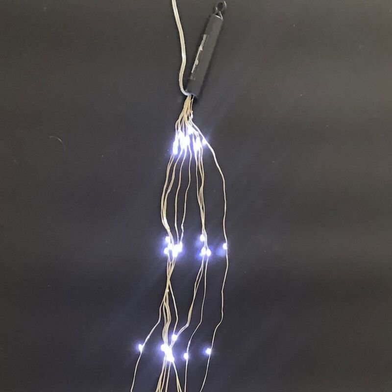 OSE - LED-Lichterkette Vorhang, Silberdraht, 100 LEDs, bunt, 230V, Innen/Außen