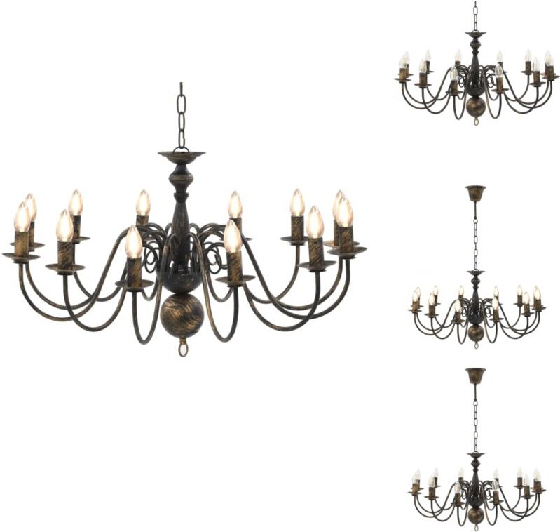 Vidaxl - Kronleuchter - Living Kronleuchter Antik-Schwarz 12 × E14-Fassungen - Schwarz