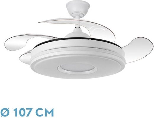 Thumbnail - Fabrilamp Todolampara - Fan De Ceiling Light Led Dc Dani Blanco Folding Blades 108d 6 Speed Remote+timer+memory