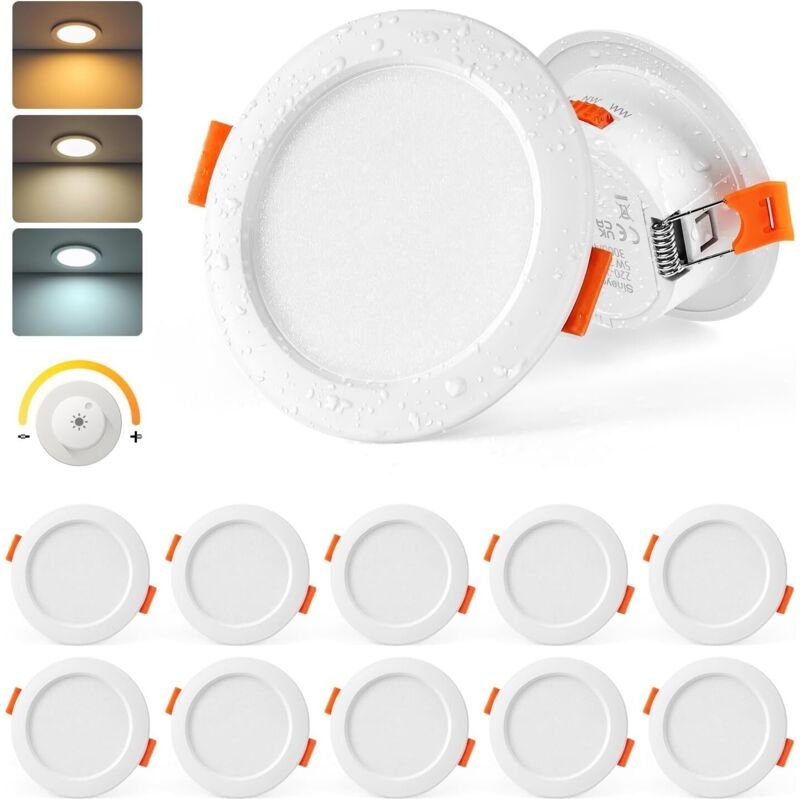 LED Einbaustrahler 230V Dimmbar, 10er Set 5W LED Spots 68mm Warmweiß 3000K Neutralweiß 4000K Kaltweiß 6000K, Deckenspots...