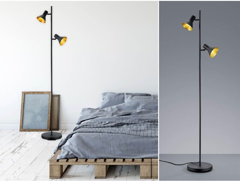 Eglo - Moderne minimalistische Stehlampe 2 Strahler E14 Strahler Nina Black and Gold Trio Lighting