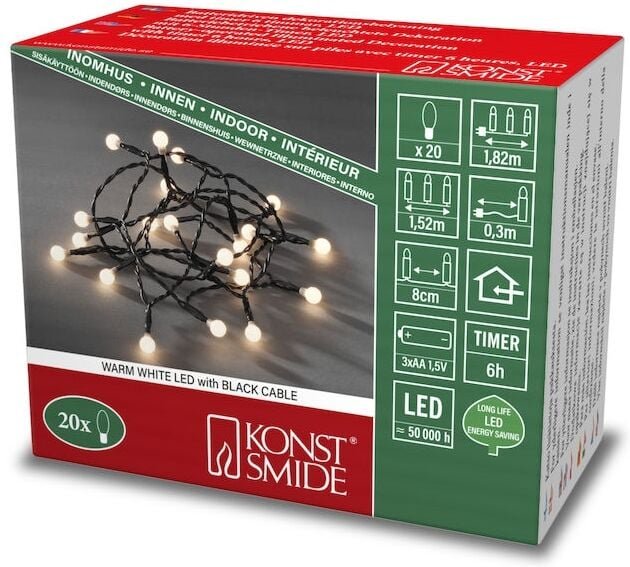 Konstsmide - 1492-107 led Globelichterkette, runde Dioden, 6h Timer