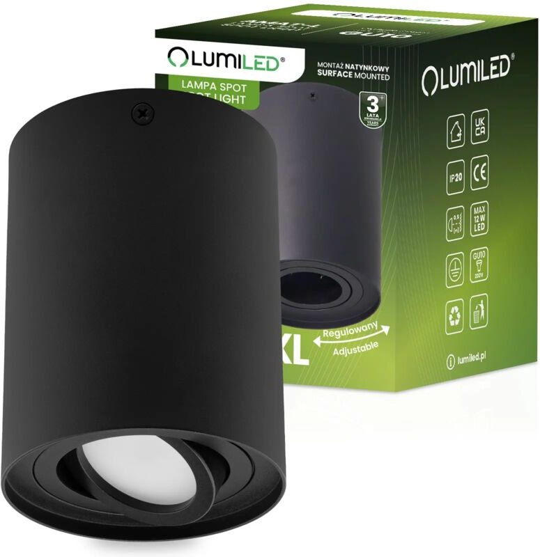 Aufbau HALOGEN Spot Tube Bewegliche Leuchte AMAT-XL GU10 Rund SCHWARZ