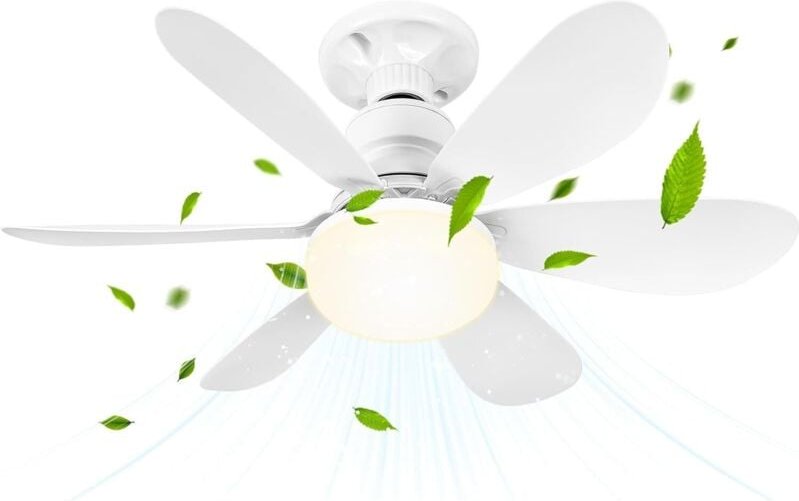 Deckenventilator mit Licht und Fernbedienung, 40 W dimmbarer LED-Deckenventilator mit E27-Fassung, Deckenventilator-Kron...