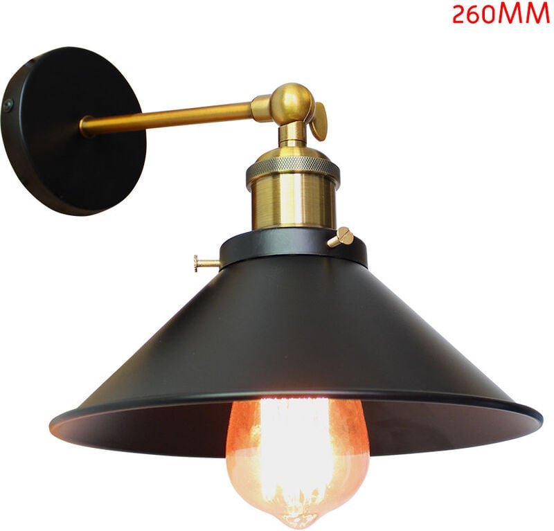 Wandleuchte im Vintage-Stil, Industri 240° Verstellbare Wandlampe, Wandstrahler Licht mit Ø26cm Lampenschirm für Wohnzim...
