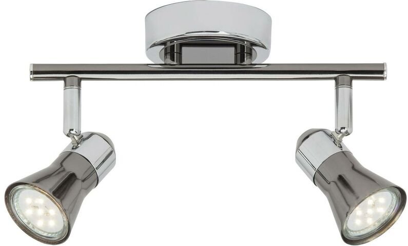 Lampe Jupp led Spotrohr 2flg chrom/schwarz 2x LED-PAR51, GU10, 3W LED-Reflektorlampen inklusive, (250lm, 3000K) Köpfe sc...