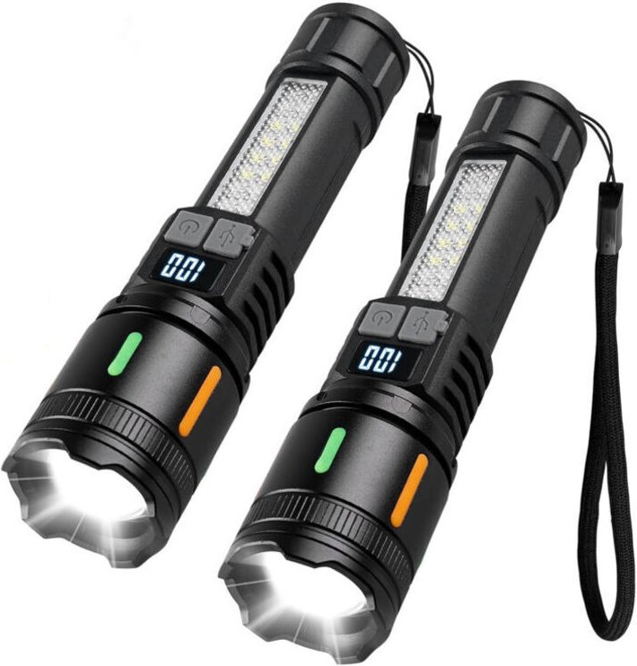 Set mit 2 extrem leistungsstarken LED-Taschenlampen, wiederaufladbare Taschenlampen, extrem helle Lumen-Taschenlampen, U...