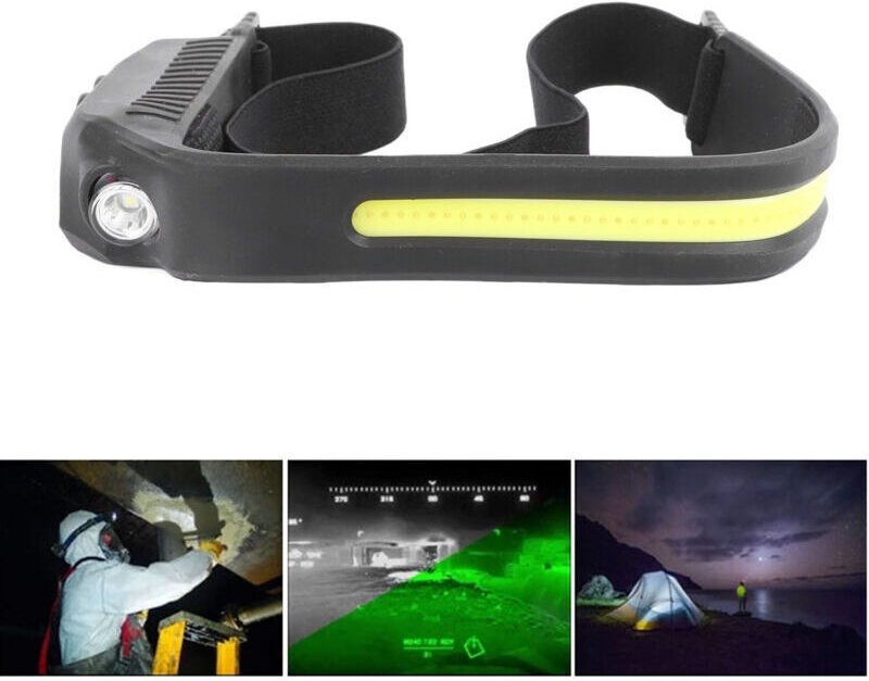 ABS-Induktions-Stirnlampe mit USB-Akku, ultrahelle Stirnlampe zum Laufen, Wandern, Campen, Angeln, DUBUNS