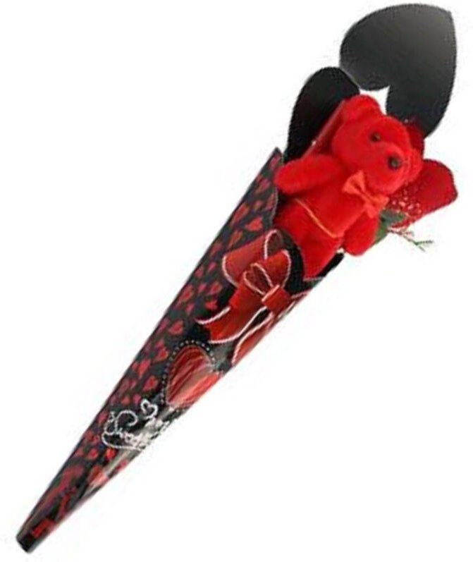 Trade Shop Traesio - Trade Shop - set order in peluchs rosso mit fiore love 40CM idea regal san valentino 63293 -