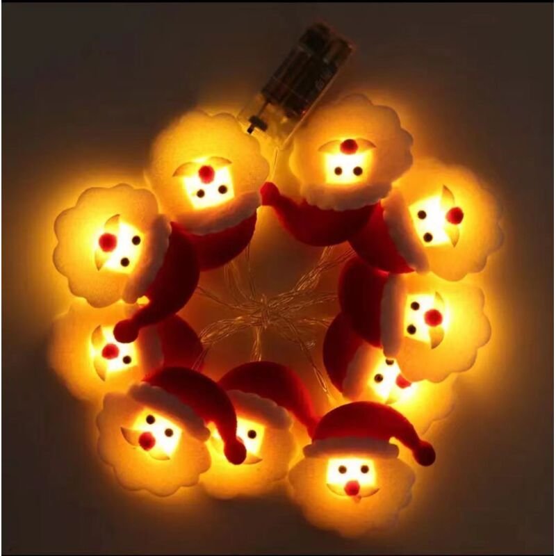 Schneemann-Plüsch-LED-Lichterkette, Weihnachtsdeko-Lichter (Weihnachtsmann-Stil, 3 Meter lang, warmes Licht) YMYNY