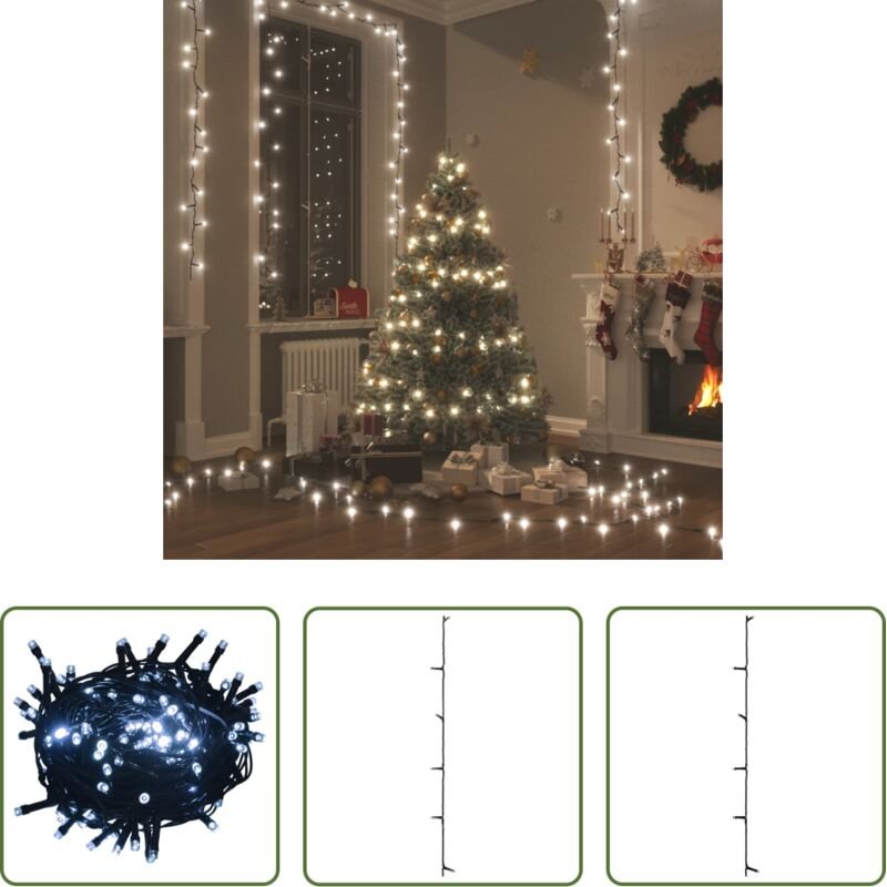 vidaXL Lichterkette 60 m - Lichterkette 600 LEDs Indoor und Outdoor IP44 60 m Kaltweiß