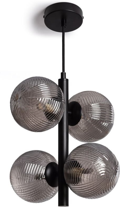 Pendelleuchte Metall und Glas Dayla Rauchgrau