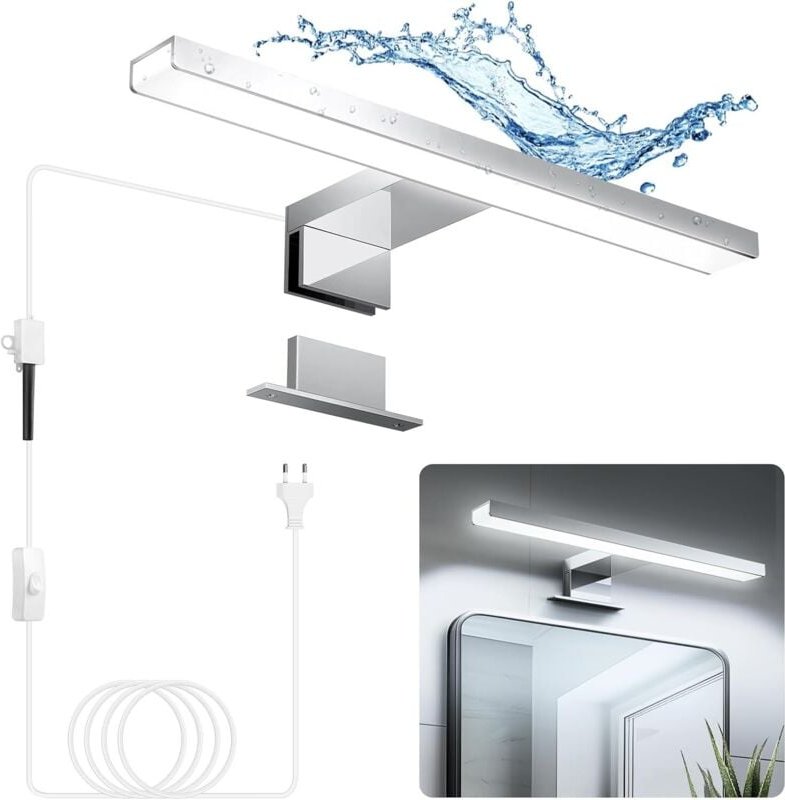 Lampe Miroir Salle de Bain 30CM Blanc Neutre 4000K LED 5W 230V 500LM Étanche IP44 Luminaire Salle de Bain Lampe de Miroi...