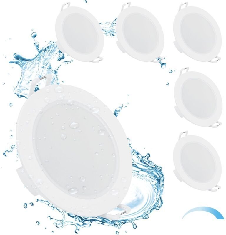 Dimmbare LED-Einbaustrahler, 6 x 6 W, Schutzart IP65, 4000 K Neutralweiß, extraflache 35-mm-LED-Strahler, Einbauöffnung ...