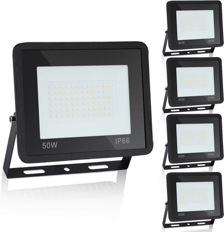 Tolletour - swanew led Fluter Flutlicht Strahler Baustrahler Außenlampe IP65 Gartenstrahler Scheinwerfer 5X50W Kaltweiß