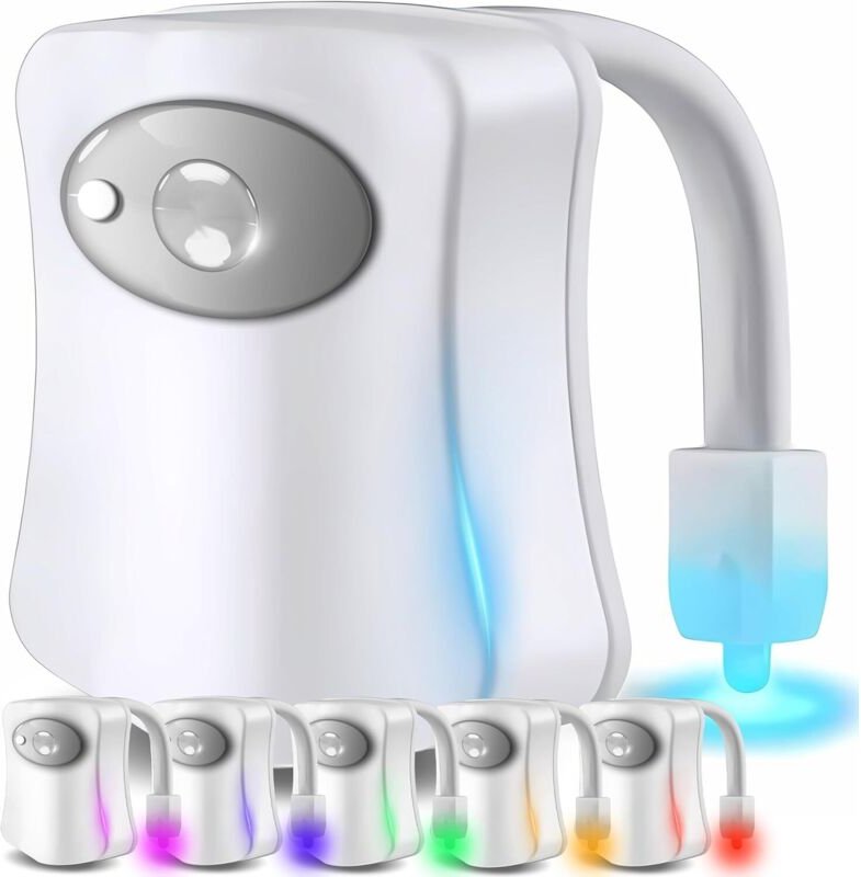 2 LED-Toiletten-Nachtlichter mit PIR-Bewegungsmelder – wasserdicht – batteriebetrieben (Batterien nicht enthalten) – Toi...