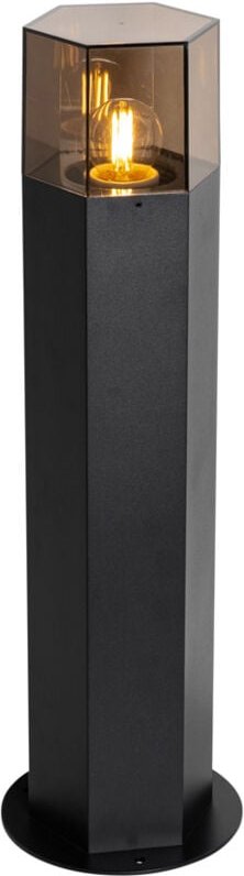 Stehende Außenlampe Schwarz mit Rauchglas Sechseckig 50 cm - Dänemark