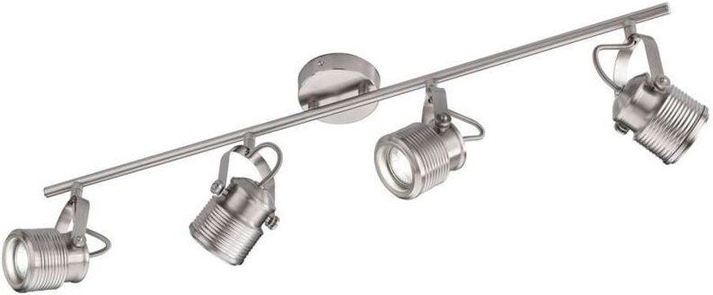 Deckenleuchte Deckenlampe Spotleiste Wohnzimmerleuchte, Spots beweglich 4 Flammig, Metall Nickel matt, GU10 Fassungen, L...