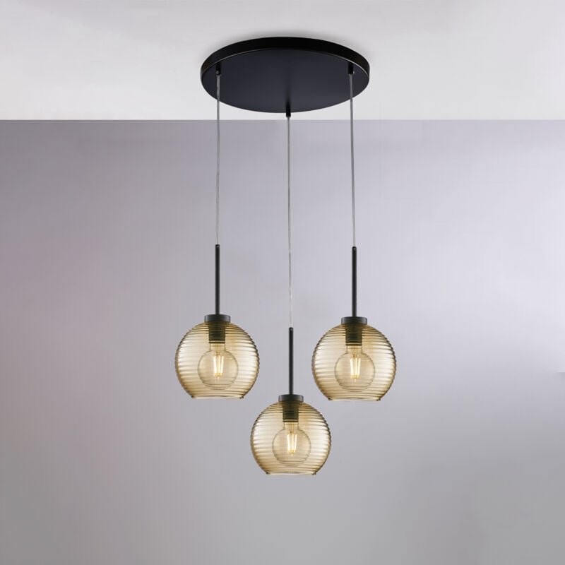 Dallas – Kronleuchter elfenbeinfarben, Goldeffekt, Alabasterglas Ø13, Ø69, 5-flammig – BL217-5-AV - Belight