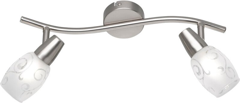 Deckenstrahler COLMAR 2-flammig Silber mit Dekorglas satiniert, Breite 39cm