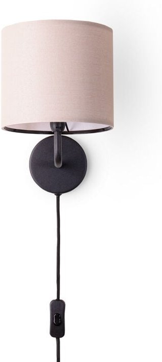 Paco Home Tischlampe Wandleuchte Wohnzimmerlampe Schlafzimmer Lampenschirm Stoff Uni Wandleuchte - Schwarz, Beige (Ø18 c...