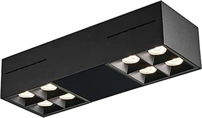 Schwarze LED-Einbauleuchte ohne Öffnung, Innenstrahler, 8 x 5 W, quadratische Aufputzleuchte