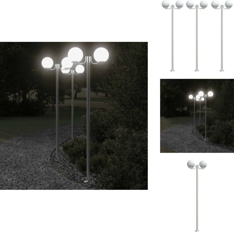 Wegeleuchten 3 Stk. Silbern 215 cm Edelstahl - Outdoor-Beleuchtung - Gartenlampe - Stehlampe - Edelstahl Lampe - Wetterf...