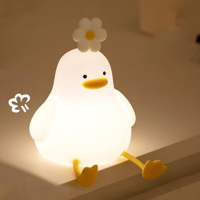 Enten-Nachtlicht für Kinder, Silikonlampe, 3 Leuchtmodi – Niedliche Entenlampe – USB-aufladbar mit 30-Minuten-Timer – Di...