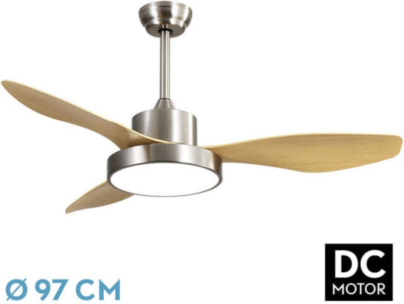 Ventilator dc- hayate Ventilator Nickel mit dreiLamellen in Buche Farbe mit 6 einstellbaren Geschwindigkeiten mit 3 Temp...