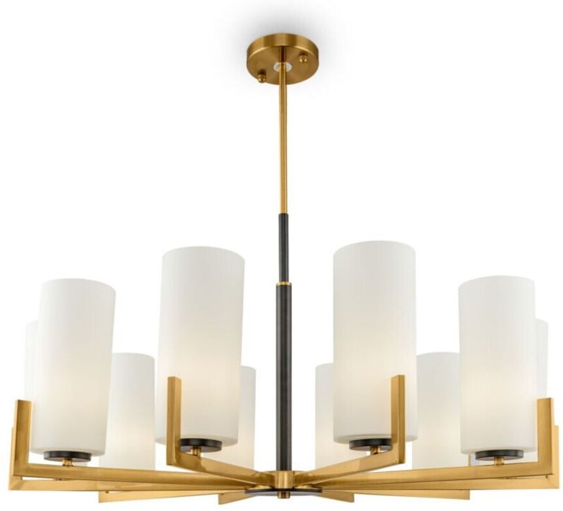 Thumbnail - Maytoni Fortano Moderner Fortano Kronleuchter aus Messing mit 10-Licht-Glasschirm