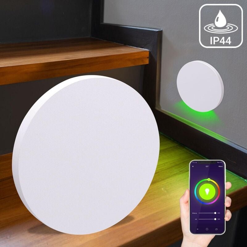 LED Treppenleuchte IP44 rund weiß - Lichtfarbe: Smart Tuya RGB CCT 3W - Lichtaustritt: Kato