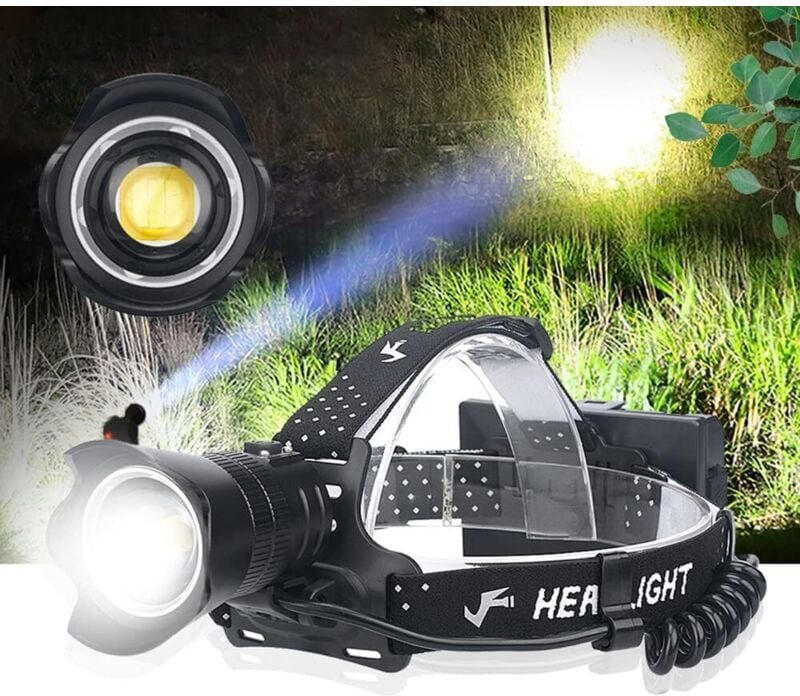 Wiederaufladbare LED-Stirnlampe, superhelle 15.000 Lumen, zoombare XHP90.2-Stirnlampe mit 3 Leuchtmodi, wasserdicht, ide...